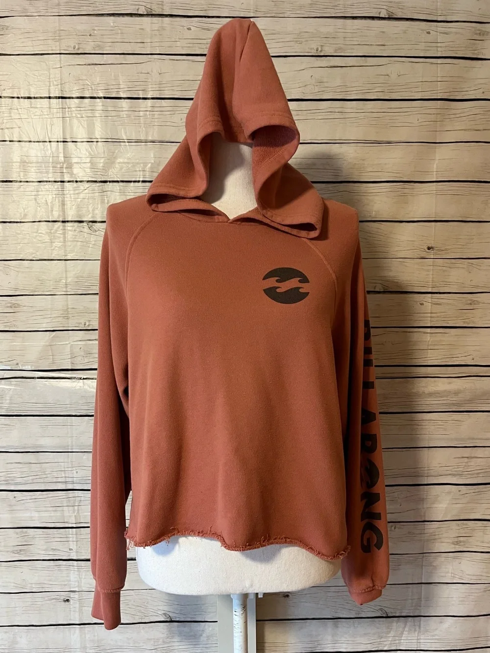 Billabong Rust Hooded Pullover with Sleeve Logo
